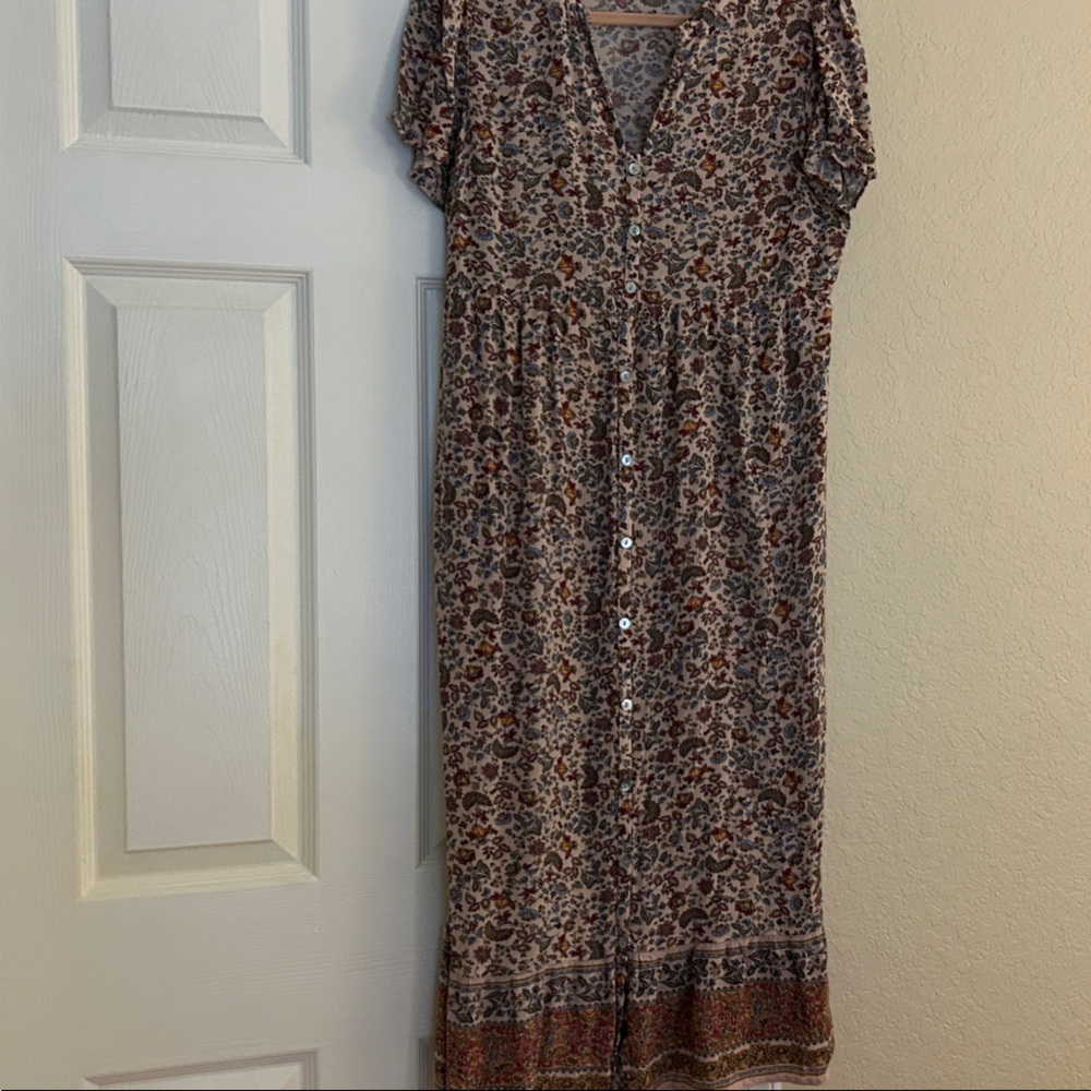 J. Jill Floral Maxi Dress - Cream, Blue, Red